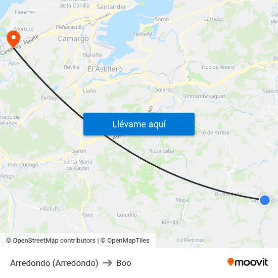 Arredondo (Arredondo) to Boo map