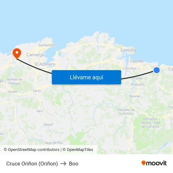 Cruce Oriñon (Oriñon) to Boo map