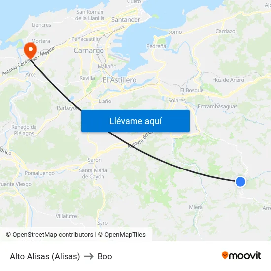 Alto Alisas (Alisas) to Boo map