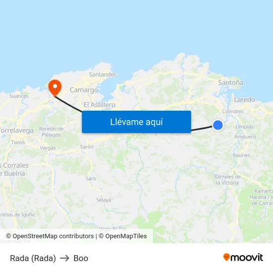 Rada (Rada) to Boo map