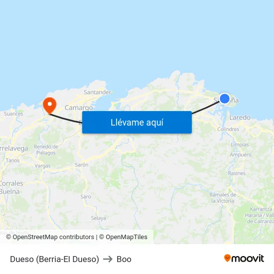 Dueso (Berria-El Dueso) to Boo map
