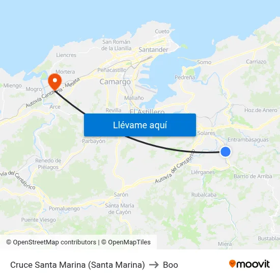 Cruce Santa Marina (Santa Marina) to Boo map