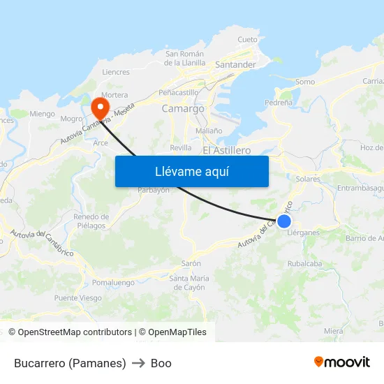 Bucarrero (Pamanes) to Boo map