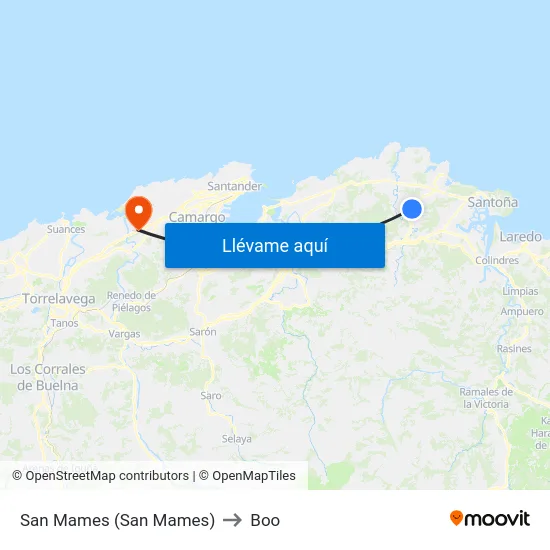 San Mames (San Mames) to Boo map