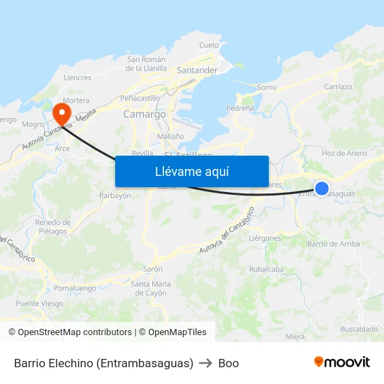 Barrio Elechino (Entrambasaguas) to Boo map