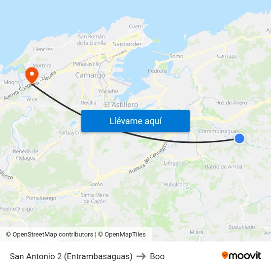 San Antonio 2 (Entrambasaguas) to Boo map