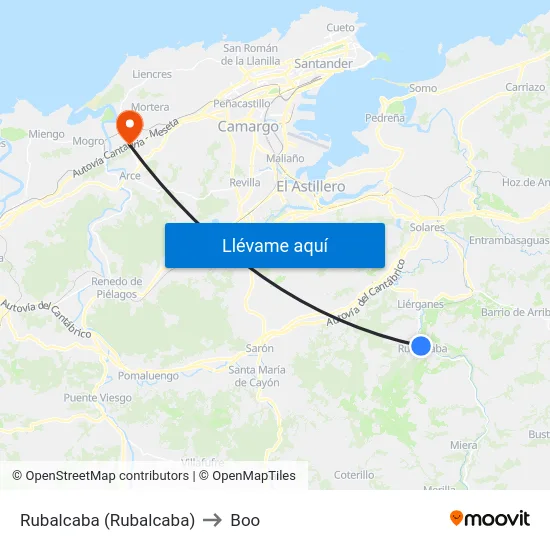 Rubalcaba (Rubalcaba) to Boo map