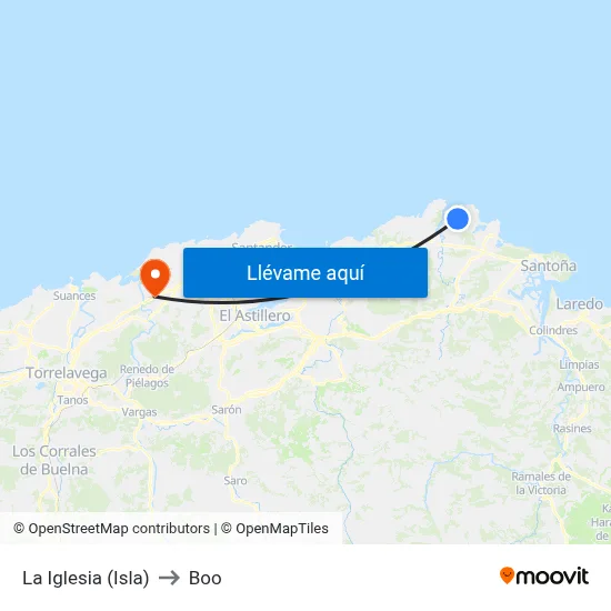 La Iglesia (Isla) to Boo map