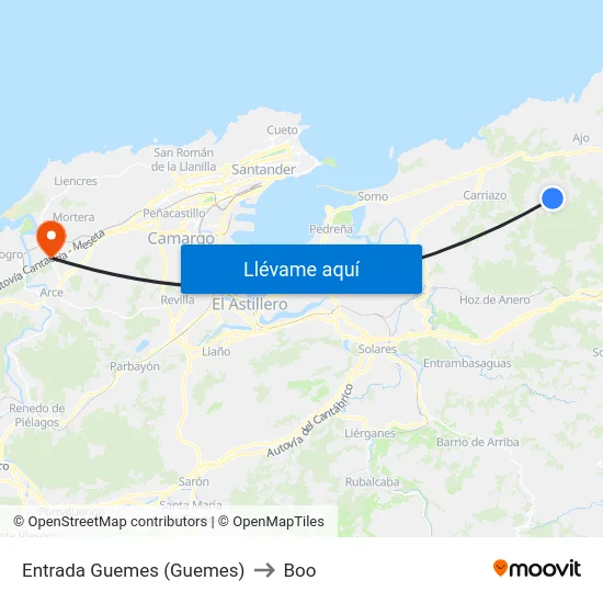 Entrada Guemes (Guemes) to Boo map
