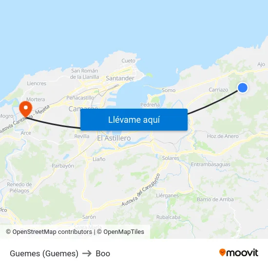 Guemes (Guemes) to Boo map