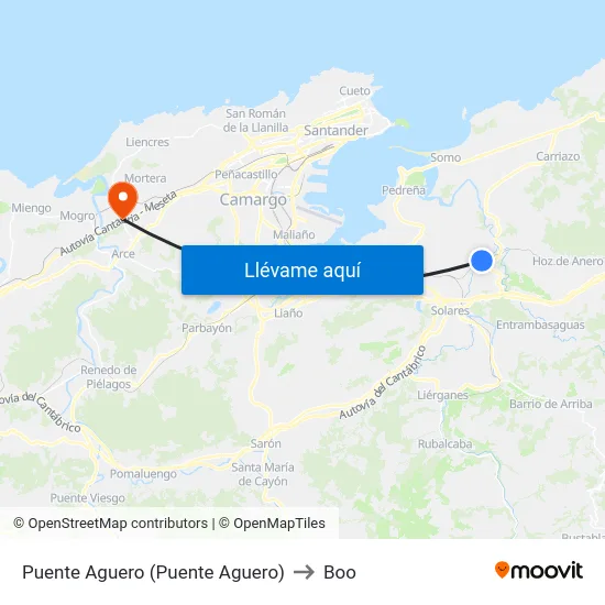 Puente Aguero (Puente Aguero) to Boo map