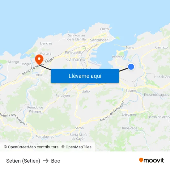 Setien (Setien) to Boo map