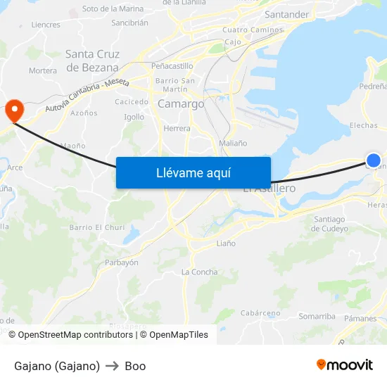 Gajano (Gajano) to Boo map