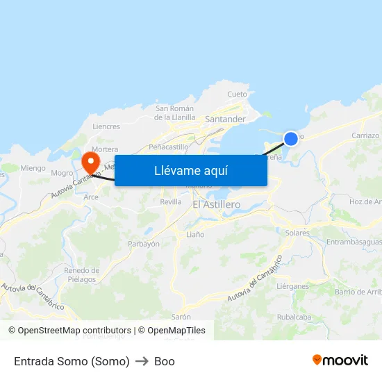 Entrada Somo (Somo) to Boo map