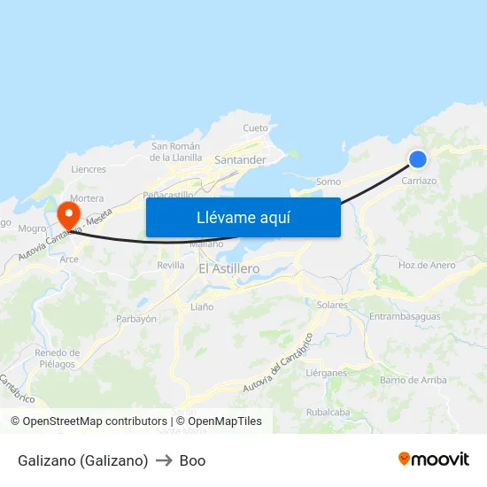 Galizano (Galizano) to Boo map
