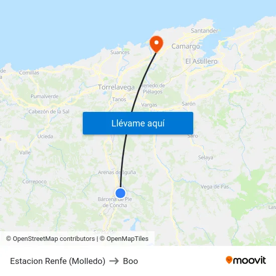Estacion Renfe (Molledo) to Boo map