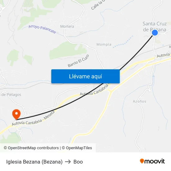 Iglesia Bezana (Bezana) to Boo map