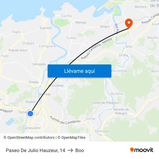 Paseo De Julio Hauzeur, 14 to Boo map