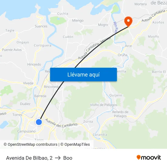 Avenida De Bilbao, 2 to Boo map