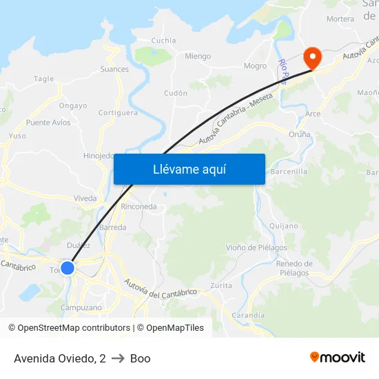 Avenida Oviedo, 2 to Boo map