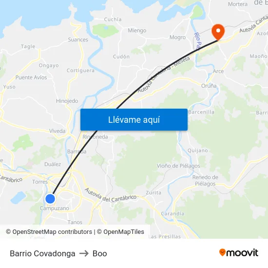 Barrio Covadonga to Boo map
