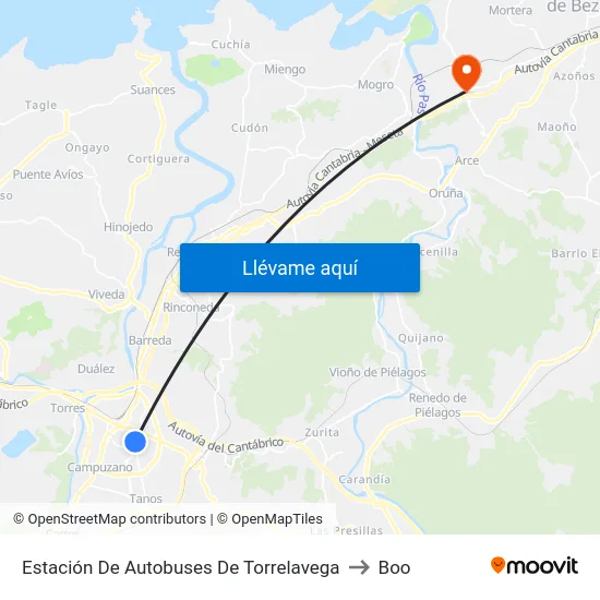 Estación De Autobuses De Torrelavega to Boo map