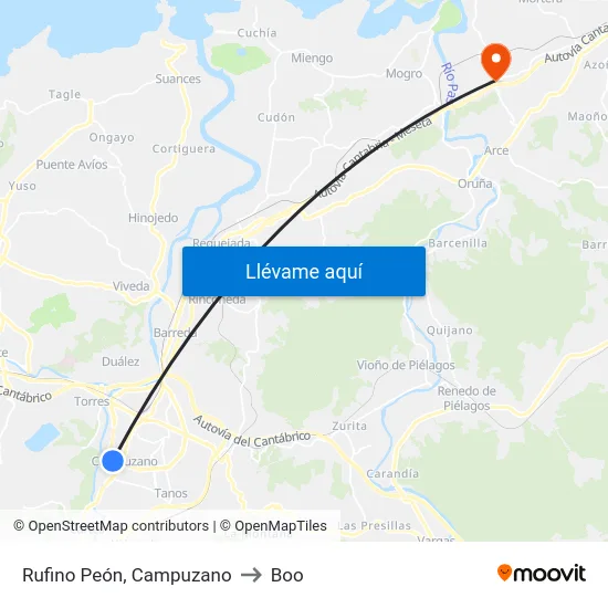 Rufino Peón, Campuzano to Boo map