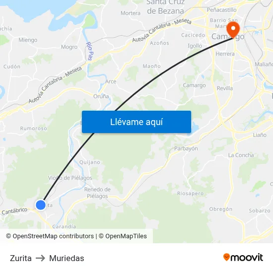 Zurita to Muriedas map