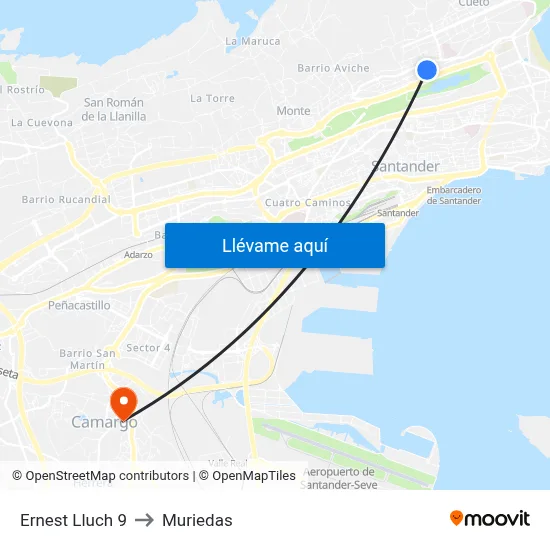 Ernest Lluch 9 to Muriedas map