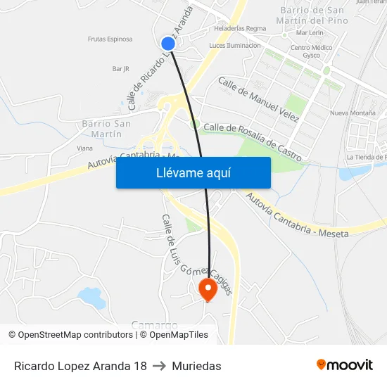 Ricardo Lopez Aranda 18 to Muriedas map