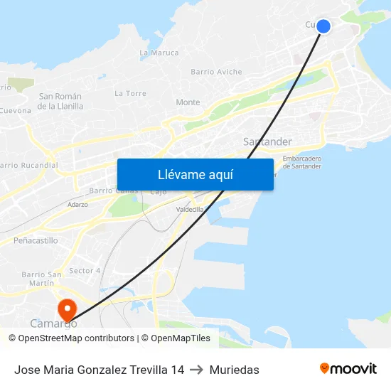 Jose Maria Gonzalez Trevilla 14 to Muriedas map