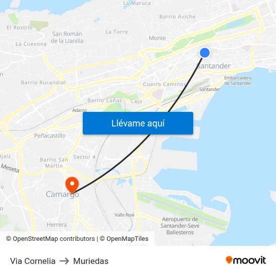 Via Cornelia to Muriedas map