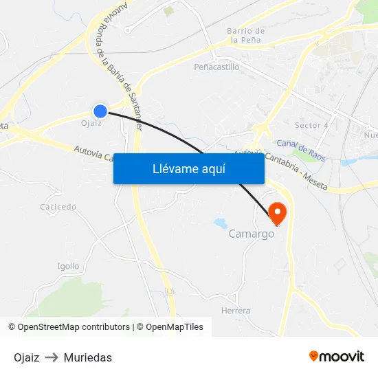 Ojaiz to Muriedas map
