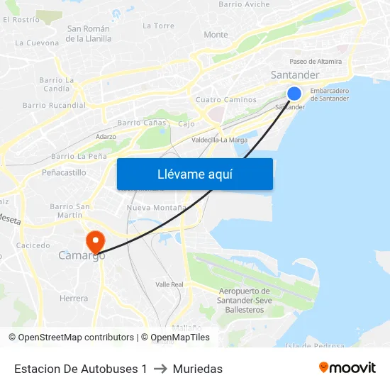 Estacion De Autobuses 1 to Muriedas map