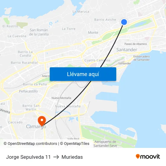Jorge Sepulveda 11 to Muriedas map