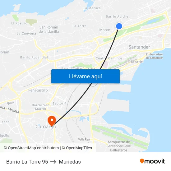 Barrio La Torre 95 to Muriedas map