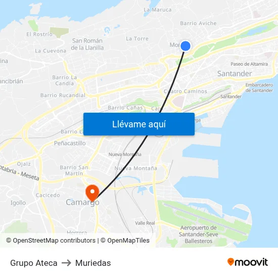 Grupo Ateca to Muriedas map