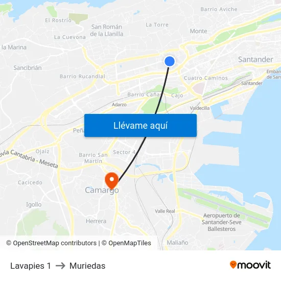 Lavapies 1 to Muriedas map