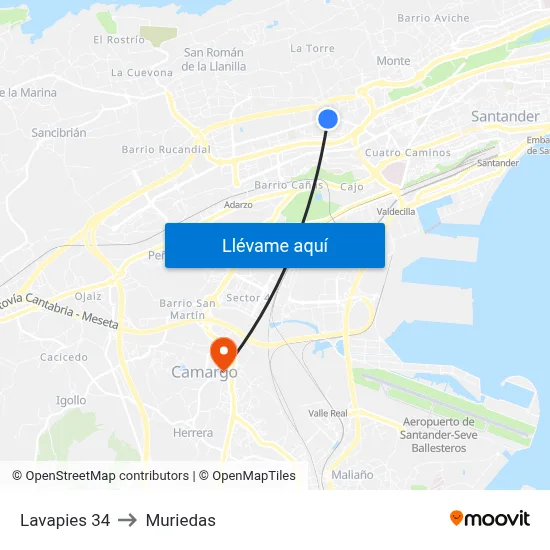 Lavapies 34 to Muriedas map