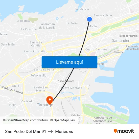 San Pedro Del Mar 91 to Muriedas map