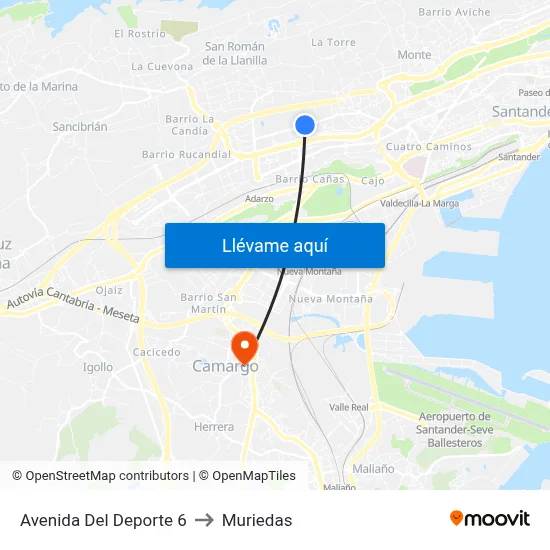 Avenida Del Deporte 6 to Muriedas map