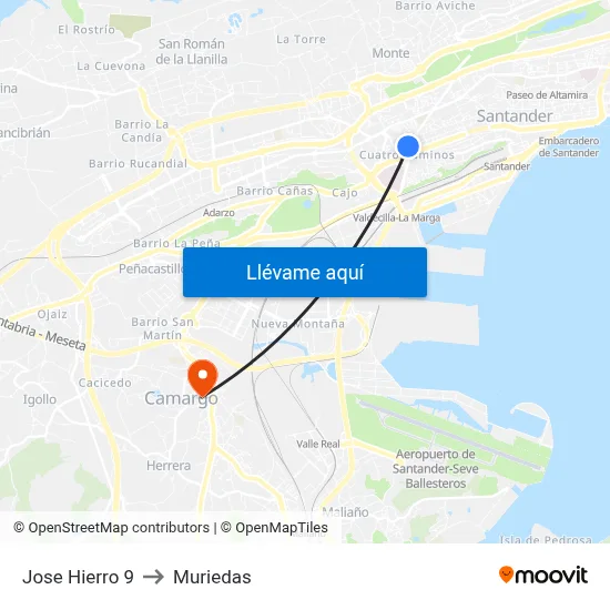 Jose Hierro 9 to Muriedas map