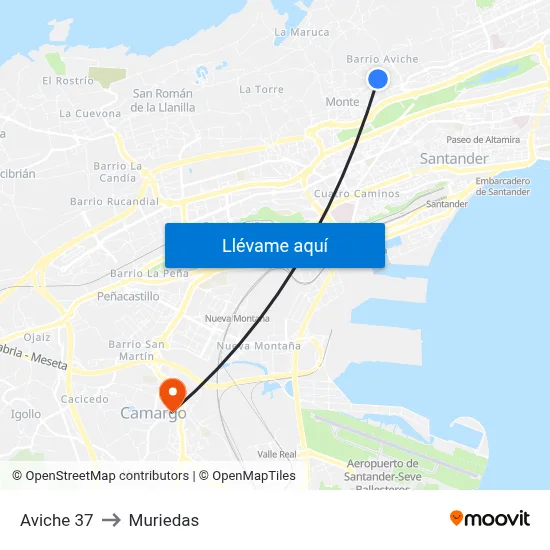 Aviche 37 to Muriedas map
