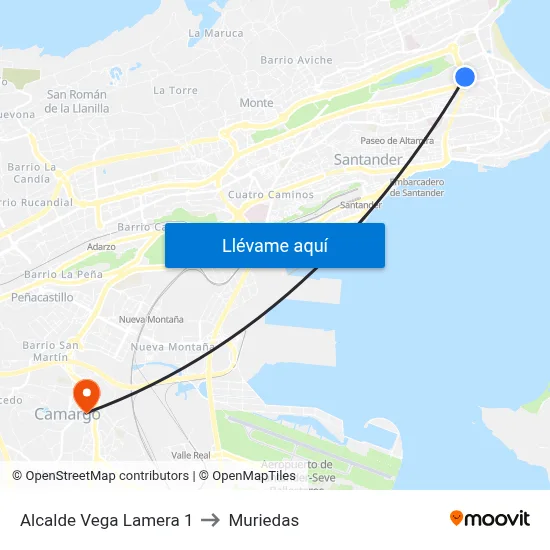 Alcalde Vega Lamera 1 to Muriedas map