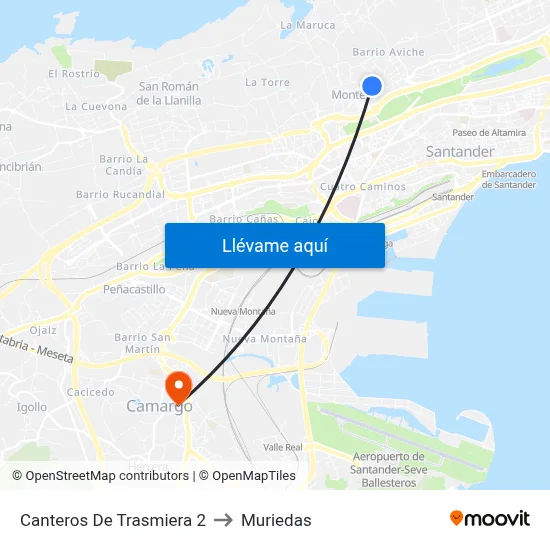 Canteros De Trasmiera 2 to Muriedas map