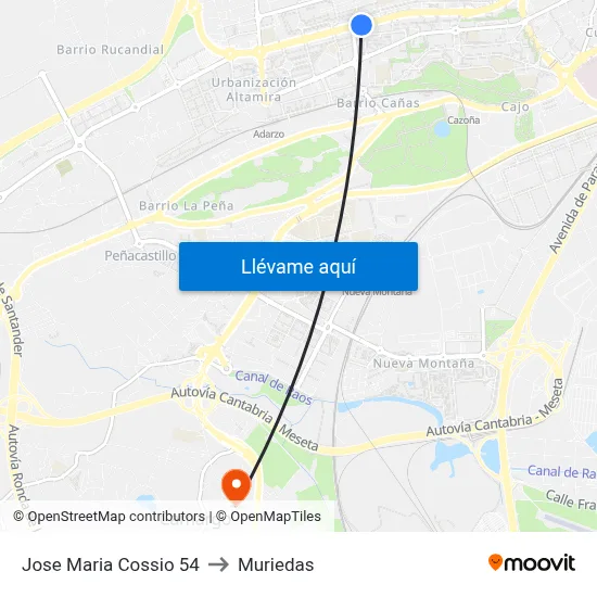 Jose Maria Cossio 54 to Muriedas map