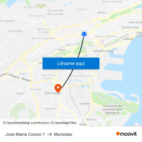 Jose Maria Cossio 1 to Muriedas map