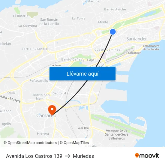 Avenida Los Castros 139 to Muriedas map