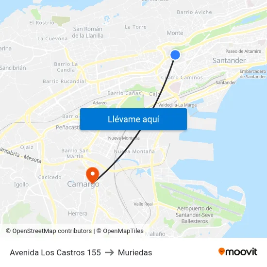 Avenida Los Castros 155 to Muriedas map