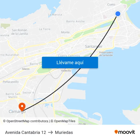 Avenida Cantabria 12 to Muriedas map